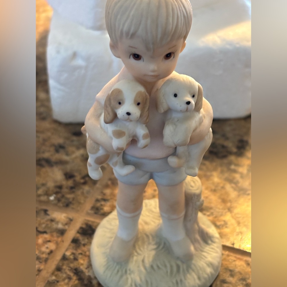 Lefton Precious Boy Two Puppies Never Be Alone 03843 Christopher Collection